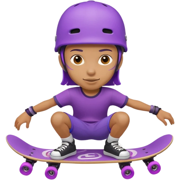 skater with skateboard and purple helmet emoji
