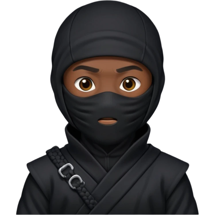 Ninja covering his face with black ninja suite. emoji