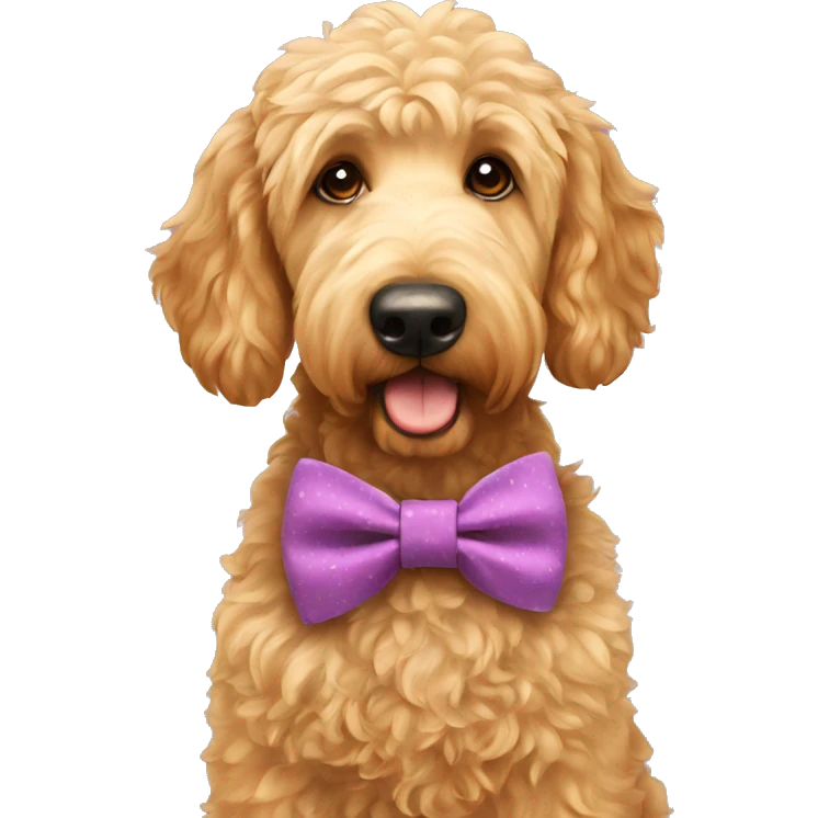 Golden doodle wearing a bow tie emoji