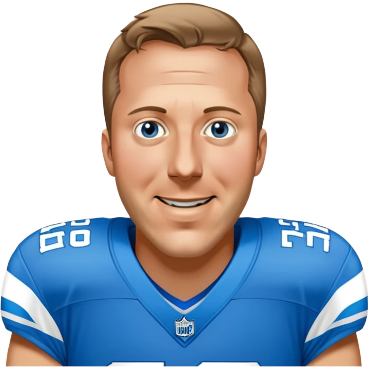 White man wearing Detroit lions jersey emoji