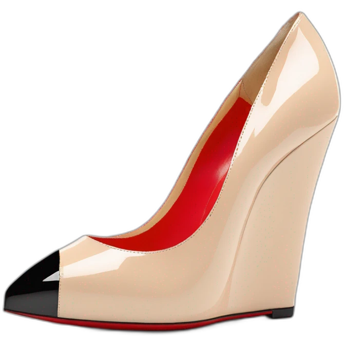 WEDGE heel LOUBOUTIN BLK PATENT Plume Sling emoji