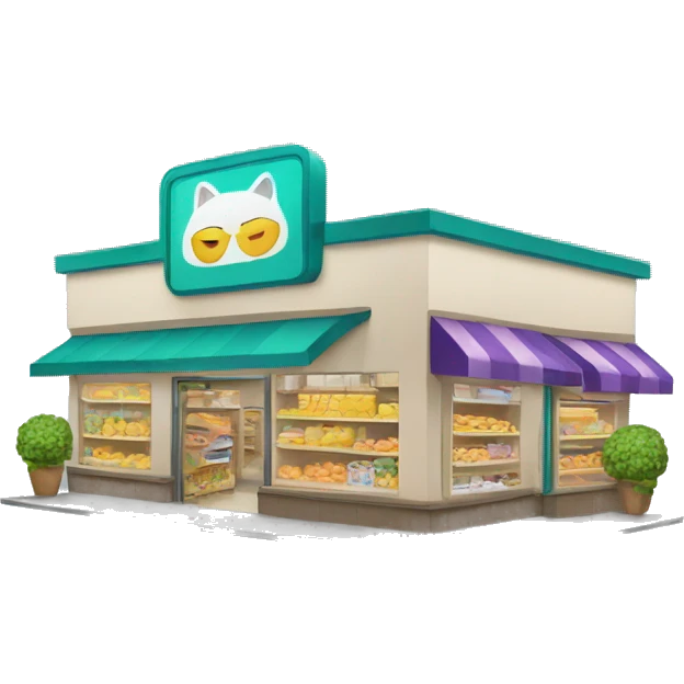 Shopping mart in the shape of a cat emoji