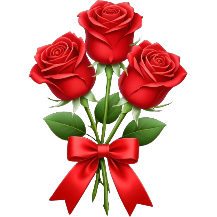 3 red roses tied with a red ribbon emoji