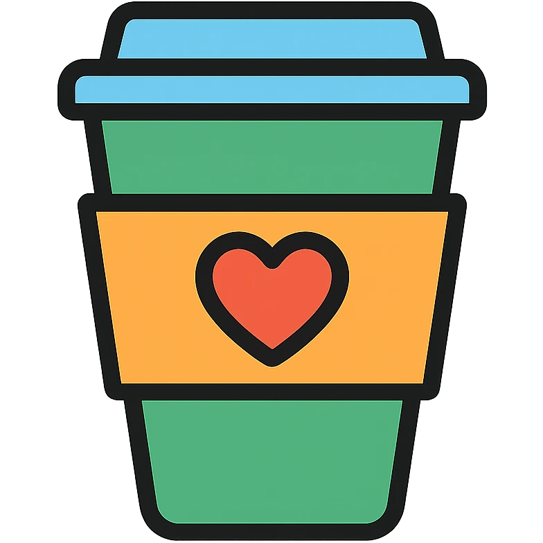 Starbucks-inspired icon of a coffee cup with a heart, evoking love and coffee, clean modern style emoji