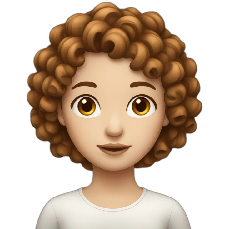 girl whit brown curly hair and white skin emoji