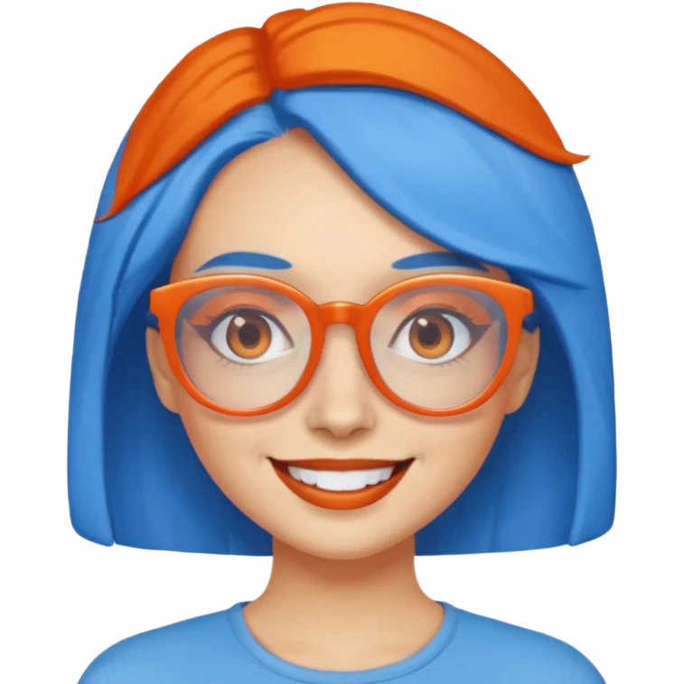 blue skinned orange glassed woman emoji