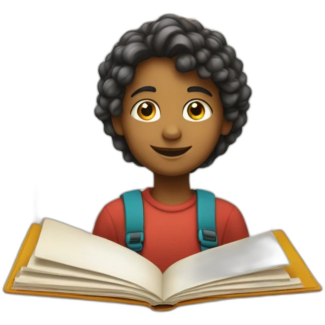 Enfant écrivant sur son cahier emoji