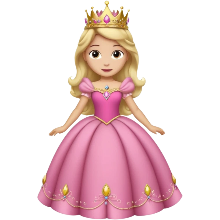 Princesa aurora Disney com vestido gcom uma tiara pequena e corpo inteiro, emoji