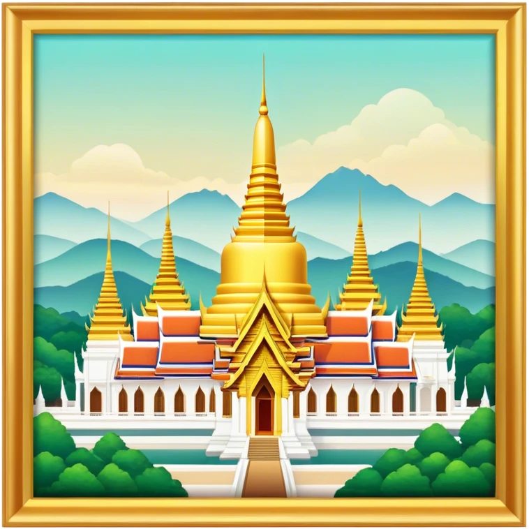Grand Palace Bangkok Landmark Emoji – Featuring golden spires, Thai architecture, and the Emerald Buddha Temple. emoji