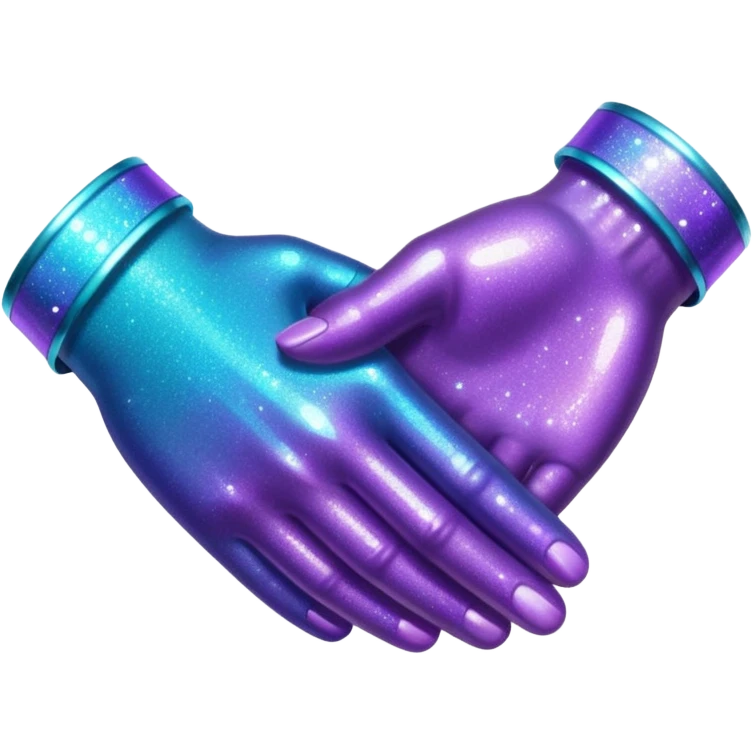 Glitter Purple and Cian handshake emoji
