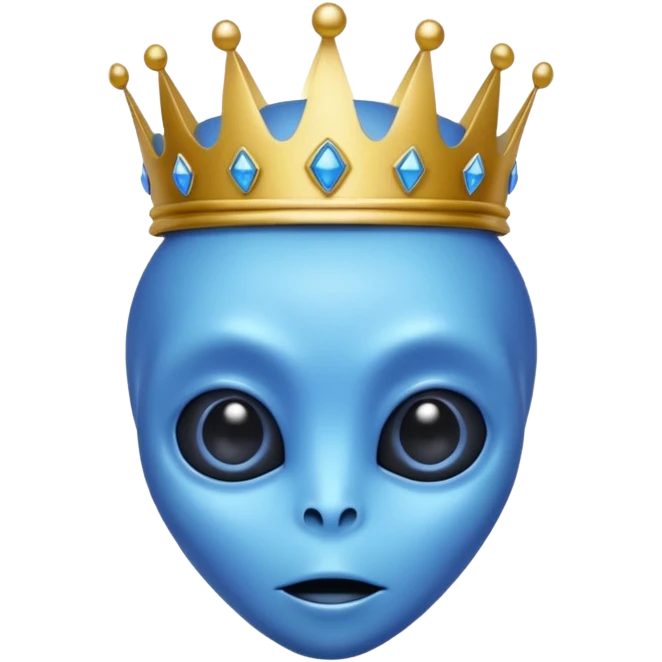 blue alien with crowN emoji