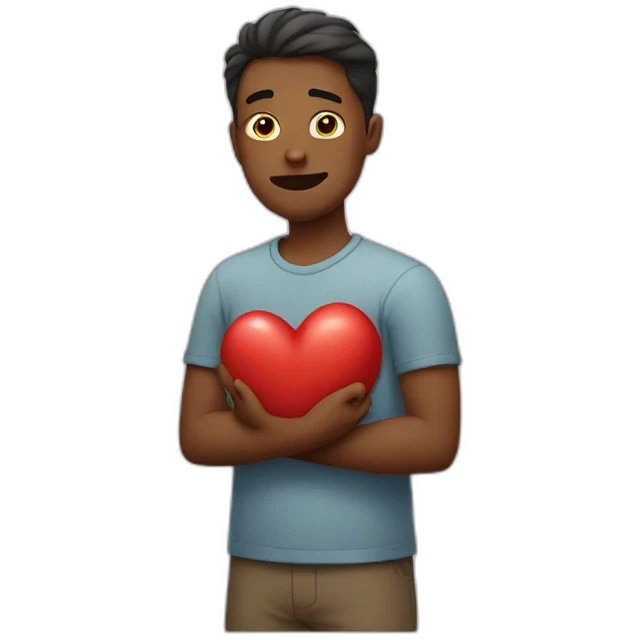 man clenching his heart emoji