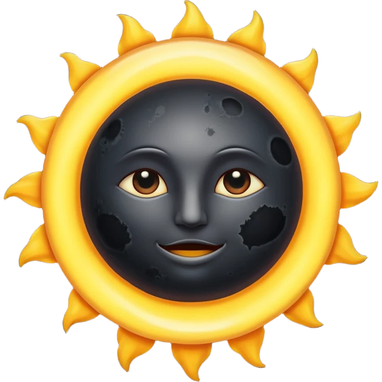 Eclipse – Dark moon covering sun, glowing corona emoji