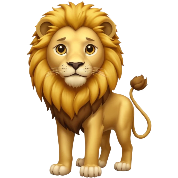 A lion with tall legs and big eyes emoji