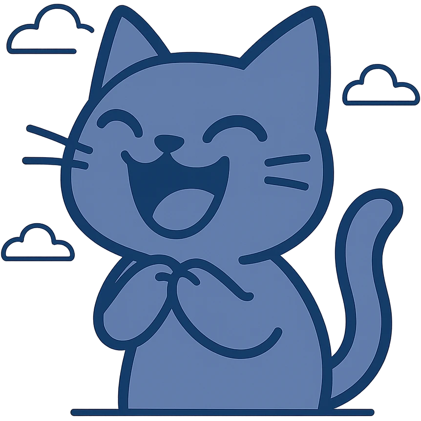 cute cartoon cat laughing, Twitch emoji style, adorable expression emoji