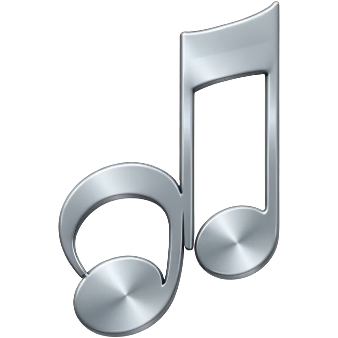 Minimal emoji icon of a single metallic silver music note, clean shape, smooth edges emoji
