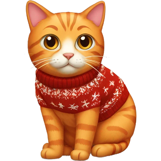 Orange cat with Christmas sweater emoji