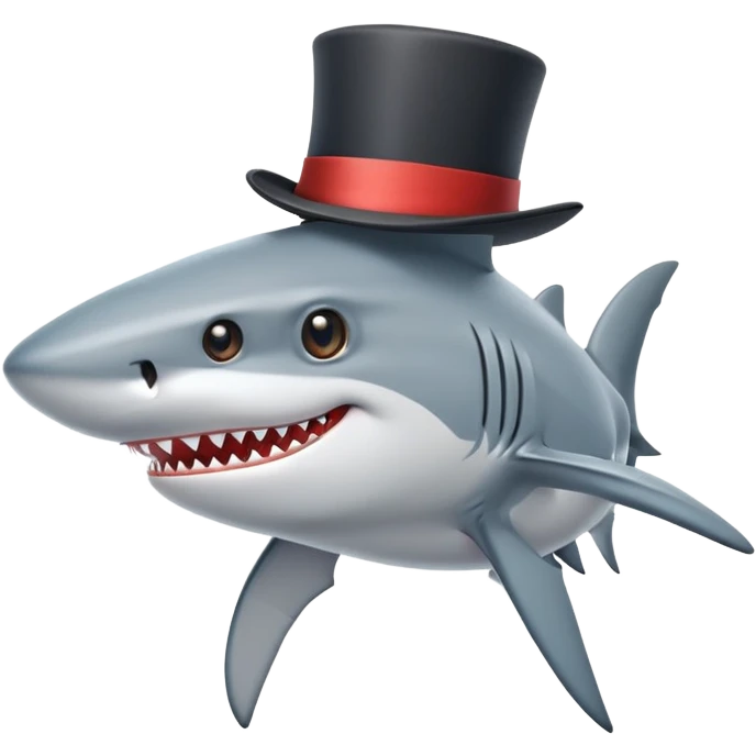 Shark with a top hat emoji