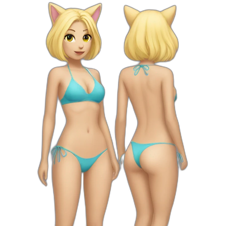 hot catgirl blonde swim suit emoji