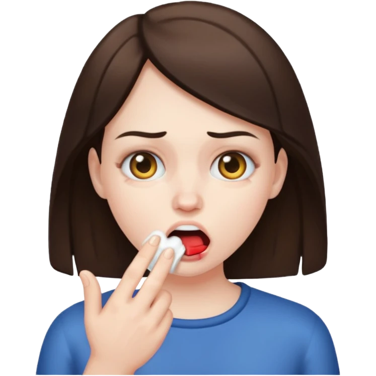 Brunette barfing emoji