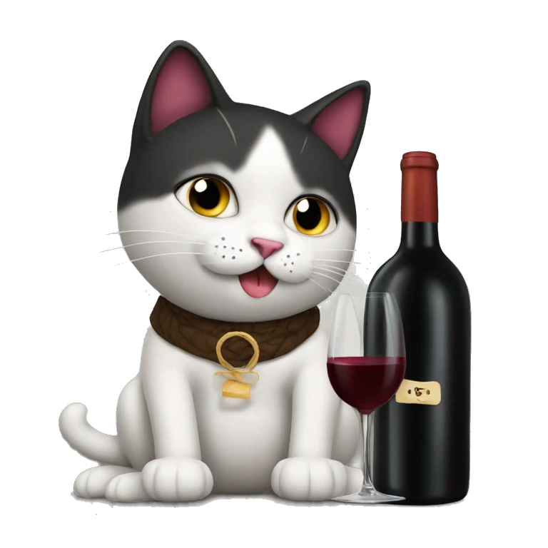 Gato negro con vino emoji