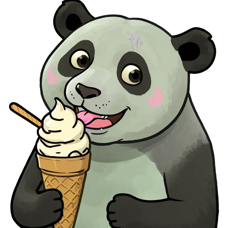 Panda eating ice cream emoji