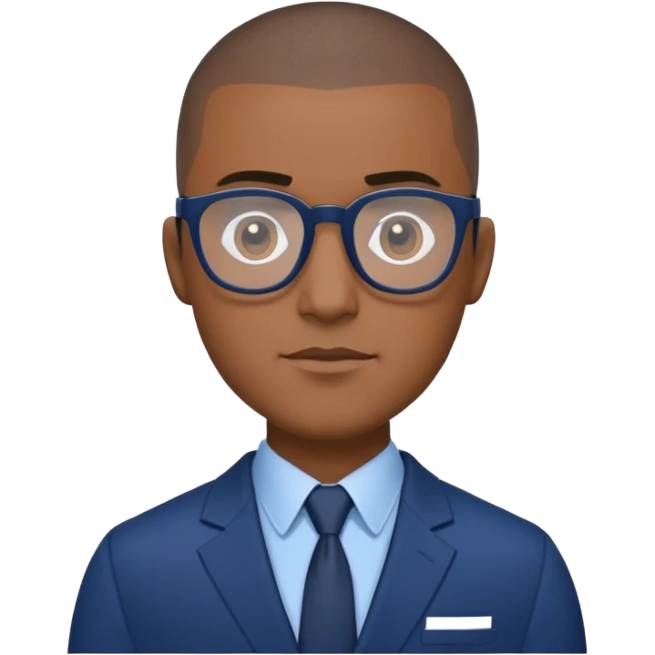 Buzz cut Latino with black glasses and with dark blue suit  emoji