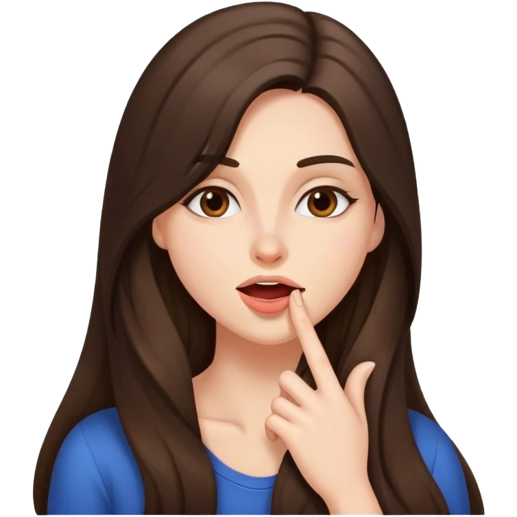 Brunette with long hair snickering  emoji