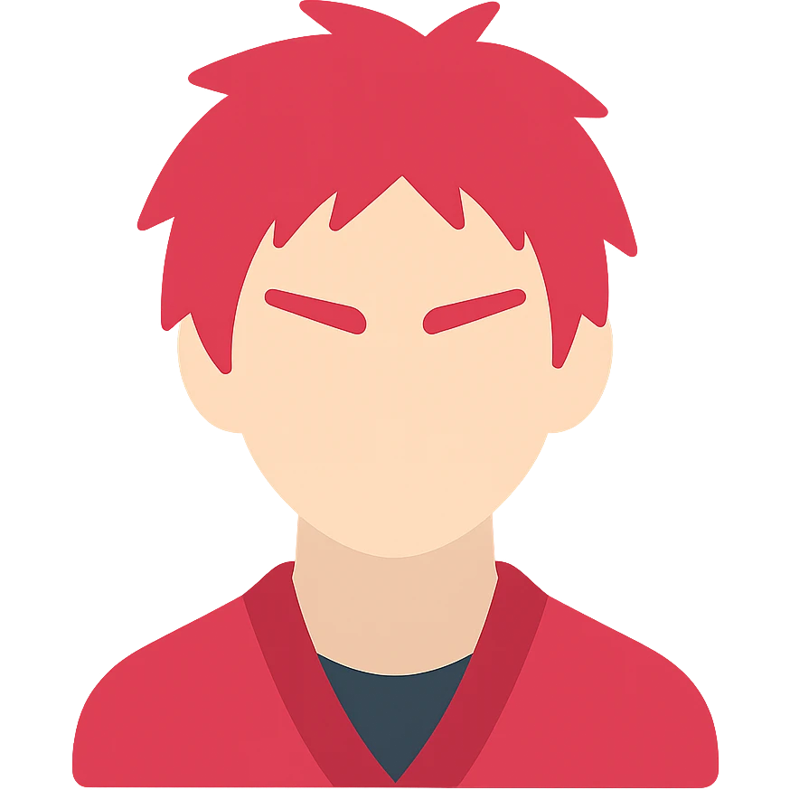 Akashi Seijuurou as a flat color icon, simplified features, bold outline emoji