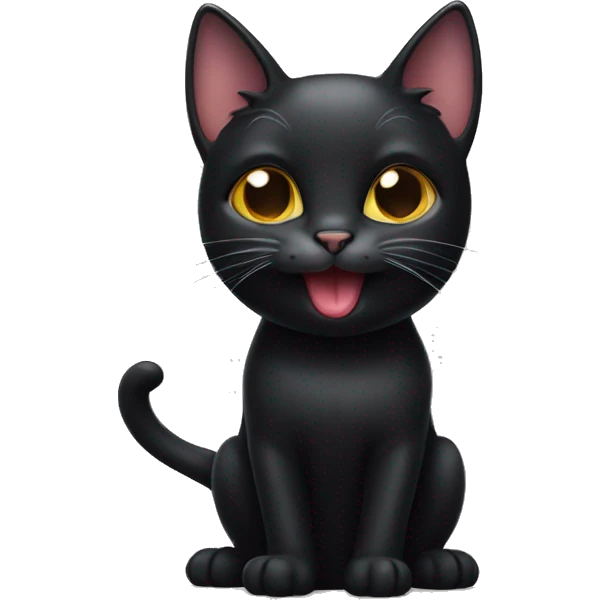 Black cat with tongue out emoji