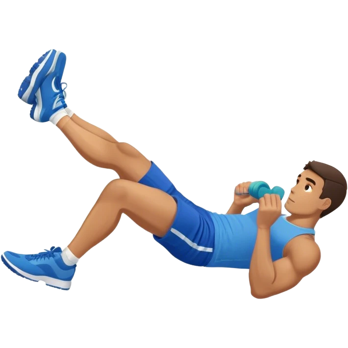 side-view of guy in blue shorts doing decline crunches emoji