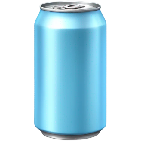 Plain baby blue soda can no face emoji