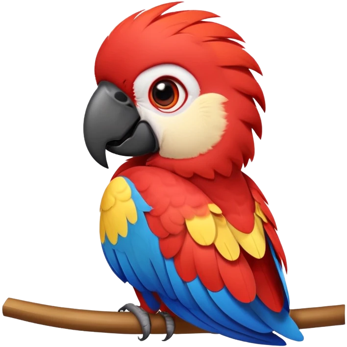cinematic-cute-macaw-portrait-emoji,-head-tilted-playfully-and-inquisitively,-with-a-dazzling-red-plumage-and-round,-sparkling-eyes-filled-with-charm,-simplified-yet-irresistibly-adorable-features,-highly-detailed emoji