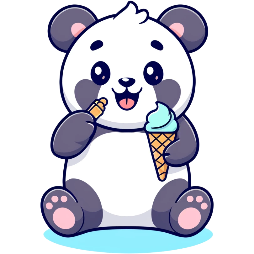 Panda eating ice cream emoji