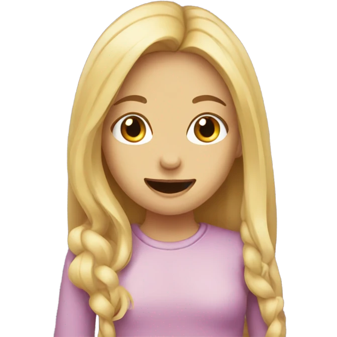  Blonde long hair girl eating emoji