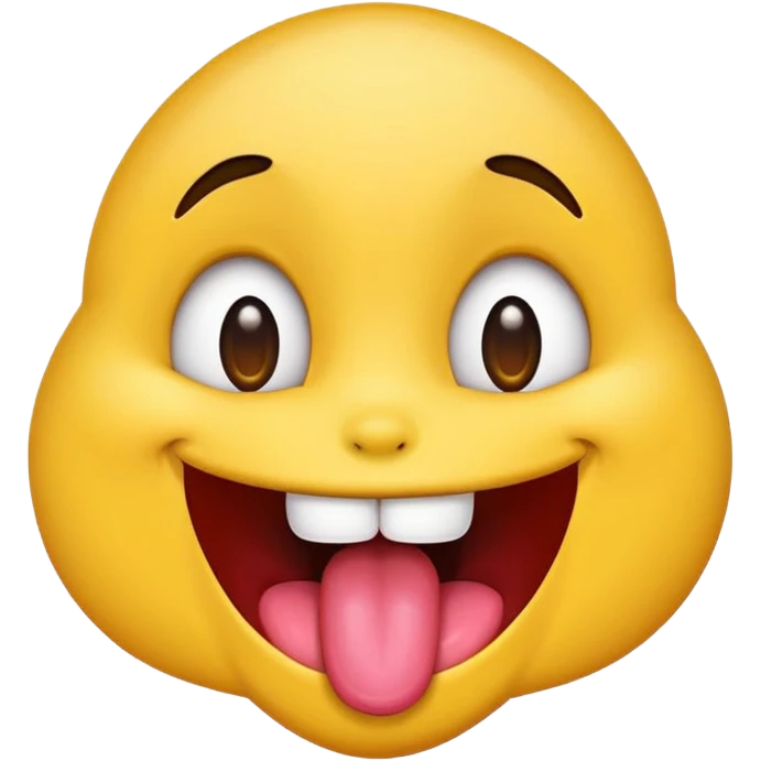 emoji with wide open eyes, big smile, drooling and tongue hanging out, fun and cheeky, bold colors emoji