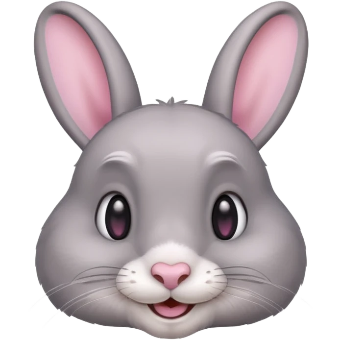 Head of a grey rabbit, smilling
 emoji