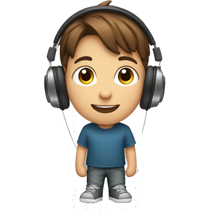 Little boy wearing headphones with brown hair  emoji