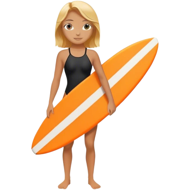 Surfer girl in black swimsuit with orange surfboard emoji