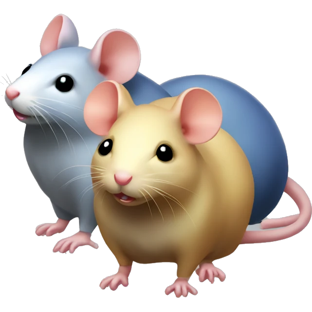 three differently colored rats gossiping emoji