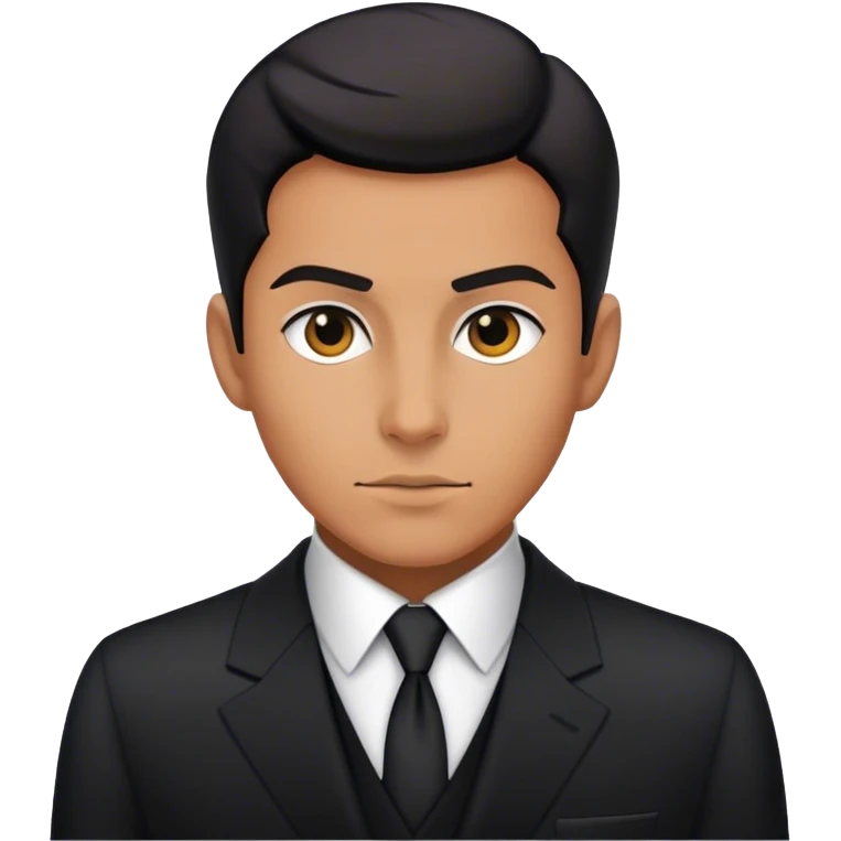 A mysterious spy in a tailored black suit, emoji
