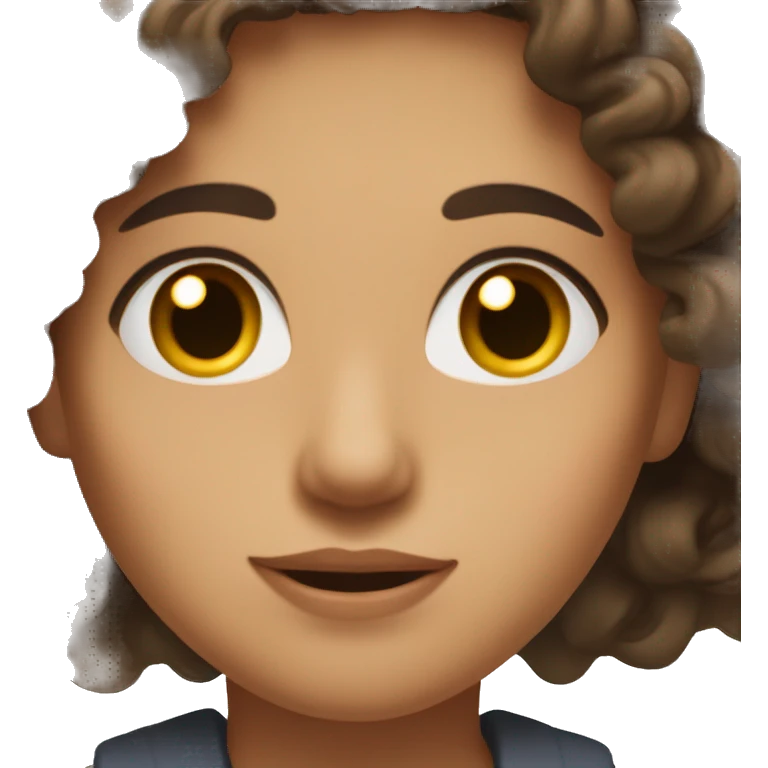 brunette with wavy hair and brown eyes and false eyelashe emoji