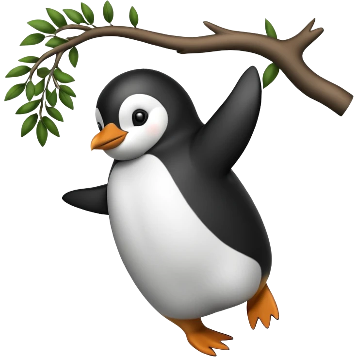 a penguin doing a backflip off a tree emoji