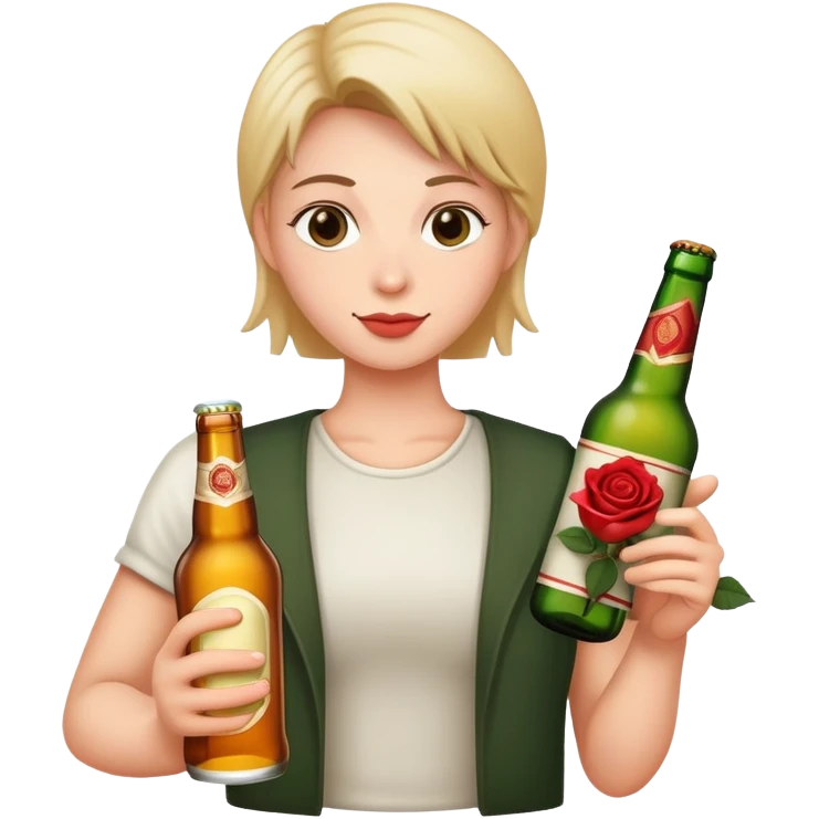 Роза и бутылка пива emoji