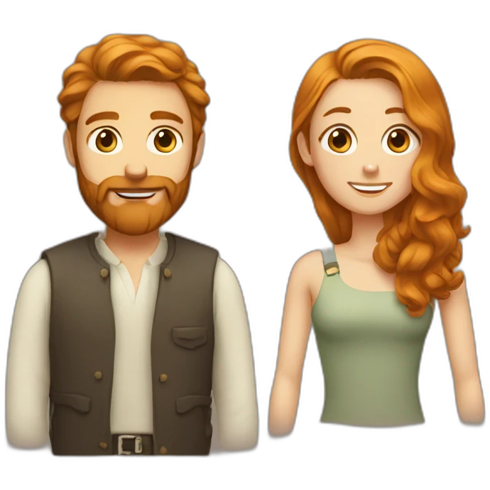 Man with beard and girl with ginger long hair  emoji