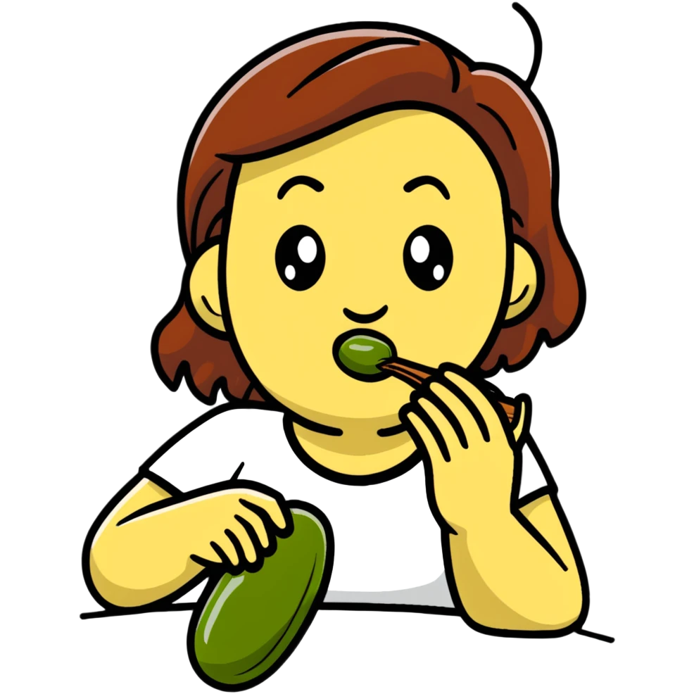 Woman eating whole pickle  emoji