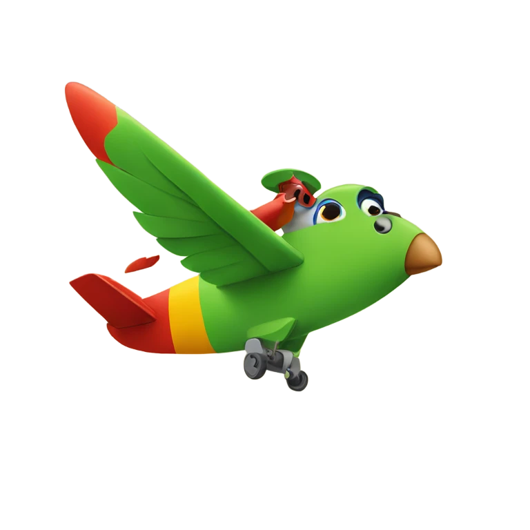 Parrot flying an airplane emoji