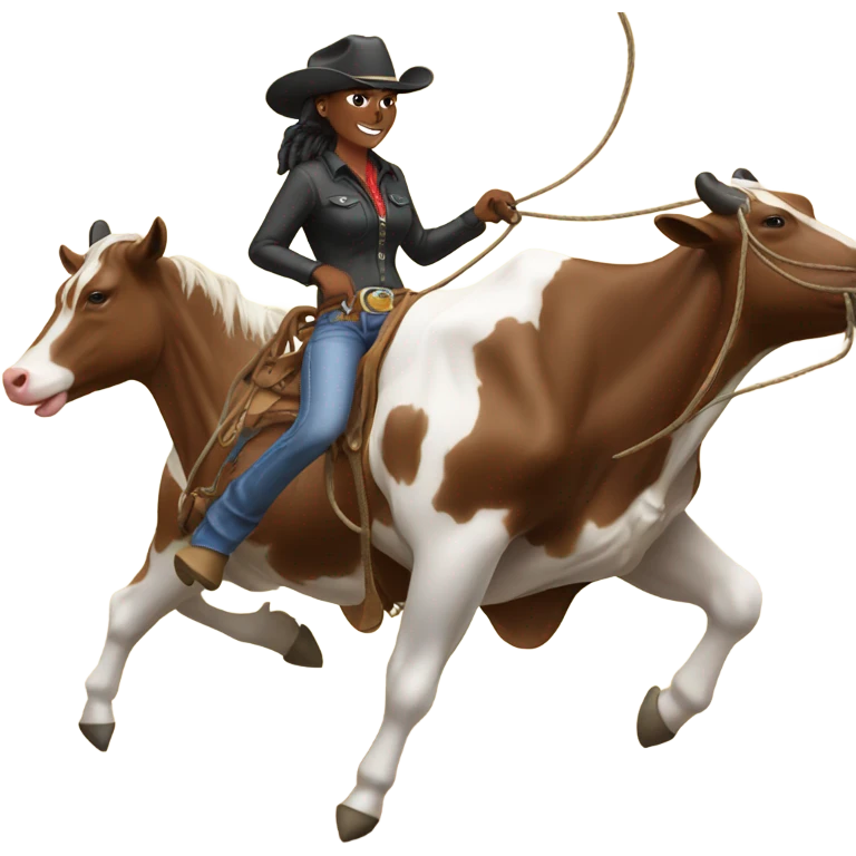 Cowgirl roping cows  emoji