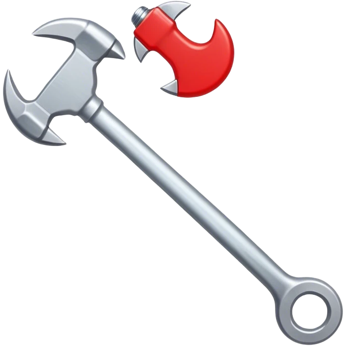 a white hammer and wrench with a bubble around it that is red emoji