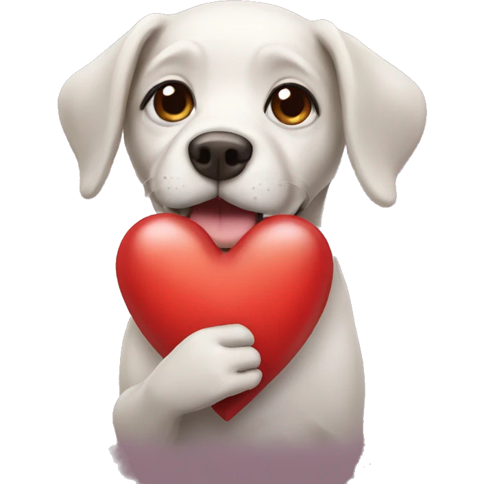 Dog holding a heart emoji